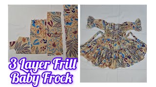 3 layer frill Baby Frock Cutting And Stitching23Years Baby Baby frilly Frock [upl. by Ellis]