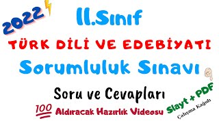 11SINIF TÜRK DİLİ VE EDEBİYATI Sorumluluk Sınavı 11 Edebiyat Sorumluluk sınavı Soru ve Cevapları [upl. by Ettezzil]