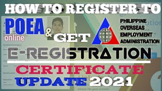 HOW TO REGISTER AND GET POEA EREGISTRATION CERTIFICATE UPDATE2021  STEP BY STEP TUTORIAL [upl. by Aipotu273]