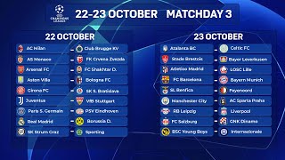 Champions League 202425  League Stage Matchday 3 [upl. by Nnalyrehc866]