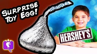 HobbyKids Open a Giant Hersheys TOY Surprise Egg [upl. by Ebenezer435]