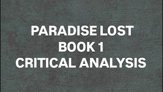 PARADISE LOST BOOK 1 CRITICAL ANALYSIS IN URDU HINDI [upl. by Ahsilav282]