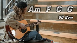 A Minor 90 Bpm Acoustic Guitar Backing Track with Cajon [upl. by Oigile296]