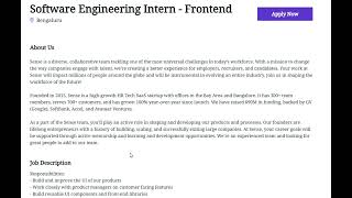 Software Engineering Intern  Frontend At Sense  Batch  2025  2026 [upl. by Oravla]