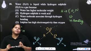 Water H2O is liquid while hydrogen sulphide H2S is a gas because [upl. by Irina249]