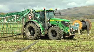 SLURRY 24 Umbilical with John Deere 6R 145 with black wheels 25 04 2024 [upl. by Agnola]