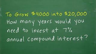 To grow 4000 into 20000 how many years would you need to invest at 7 annual compound interest [upl. by Neukam]