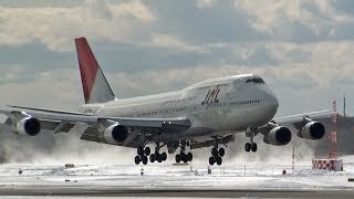 Sapporo New Chitose Airport in snow  真冬の新千歳空港 ～白銀のエアポート、朝・昼・夜・晴天・吹雪・除雪作業 [upl. by Adiel319]