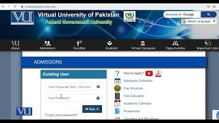 VU Online Admission Procedure 2024 [upl. by Ynos364]