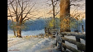 Watercolor painting tutorial  Snowy Scene [upl. by Hauser464]