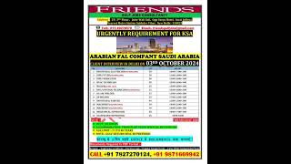 ARABIAN FAL COMPANY SAUDI ARABIA 🇸🇦 INTERVIEW AT FRIENDS GULF JOBS OFFICE NEW DELHI [upl. by Arika]