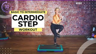 30 Minute Basic to Intermediate Step Aerobics Workout Video With Great music [upl. by Ahsinrats445]