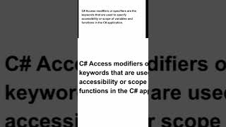 C access modifier Short  specifier  csharp programming language  malayalam tutorial [upl. by Trescott]