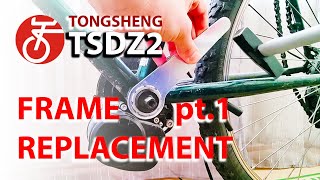 Tongsheng Frame Replacement part 1 Take Apart TSDZ2 Middrive Motor Kit from an old mountainbike [upl. by Deelaw]