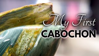 How I made my first cabochon  Beginner Lapidary CABKING Gary Green Jasper [upl. by Meagan]