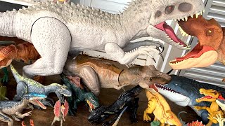 Todos Dinossauros da Coleção Colossal Indominus Rex Tiranossauro Rex Mosassauro  Jurassic World 2 [upl. by Trula]