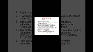 Right to education act 2009 RTE B Ed notes HPTET ctet pupilteacherspsychology notes [upl. by Sorcim]