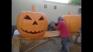 How to carve a GIANT foam pumpkin for Halloween [upl. by Airemaj]