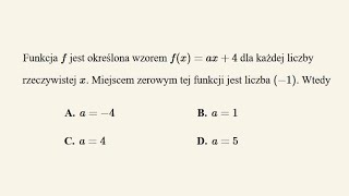 Matura poprawkowa 2021  zadanie 8  miejsce zerowe funkcji [upl. by Einaffets444]