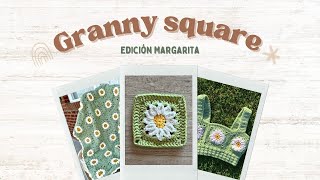 Tutotial granny square de flor Margarita a crochet  ganchillo cuadrado a crochet fácil [upl. by Gotcher22]