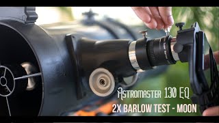 Celestron Astromaster 130 EQ Telescope  Barlow Lens Setup amp Test  Moon with Smartphone Camera [upl. by Amalburga473]