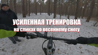 Тест покрышки Schwalbe Thunder Burt front tire  Schwalbe AlMotion rear tire по весеннему снегу [upl. by Etiuqal]