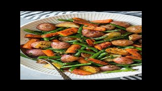 Garlic herb roasted potatoes carrots and green beans  KooKu Food [upl. by Lyrak]