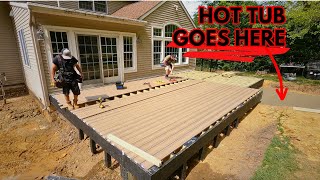 Installing Decking and Pouring Concrete For The Hot Tub [upl. by Ssirk761]