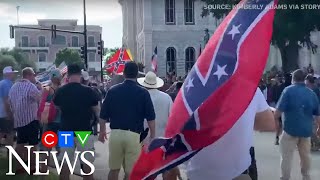 Rally to remove Confederate statue turns violent in Texas [upl. by Nedi]