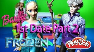 Play Doh Meal Makin Kitchen Playset JELSA LOVE STORY FIRST DATE PT2 Elsa amp Jack Frost BARBIE Cooking [upl. by Ennaeiluj]