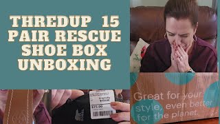 thredUP Rescue Shoe Mystery Box Unboxing 15 pairs and please thredUP say it isnt so [upl. by Llenahs]