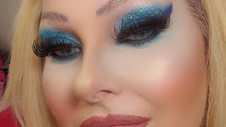 Dramatic blue eyeshadow with glitter [upl. by Anav]