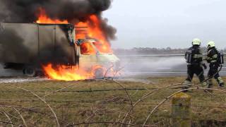 Bestelwagen in brand op de A7 Nuis [upl. by Willabella]