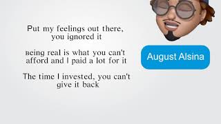 Nunya by August Alsina Lyrics [upl. by Orsay609]