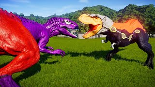 Epic Dinosaur quotHunt amp Fightquot Indominus Rex vs Wolverine vs Thor TRex in Jurassic world evolution [upl. by Seely552]