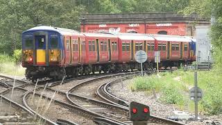 SWR Class 455s at Effingham Junction  03072024 [upl. by Ecinnaj]