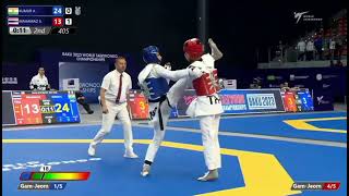 Aman Kadyan IND🇮🇳 VS THA 🇹🇭 u54 kg in world Taekwondo Championship Baku taekwondo india [upl. by Nylg766]