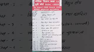 12th physics syllabus up board 20242025  up board NCERT physics syllabus  upboardsyllabusphysics [upl. by Niwdla]