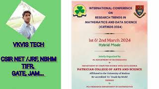 INTERNATIONAL CONFERENCE ON RESEARCH TRENDS IN MATHEMATICS AND DATA SCIENCE ICRTMDS 2024 [upl. by Bywoods]