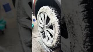 Deep Cleaning Gloss Black Alloy Wheels satisfying carwash [upl. by Acirrehs172]