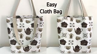 How to make a Tote bag with Lining  Perfect Tote bag sewing tutorial  Cloth bag making  DIY Bag [upl. by Nirra]