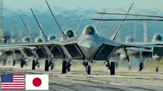 US Air Force Japan Arrival of Powerful F22 Raptor fighters at Kadena Air Base [upl. by Anha]