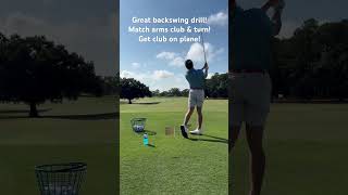 Backswing drill to get club on plane amp match arms body amp club golf golftechnique golfswing [upl. by Yadroc]