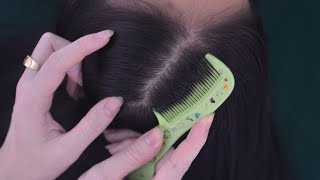 ASMR Hair Combing With Comb Relaxing Hair Play With Breathing Sounds For Headache Relief [upl. by Anerac]