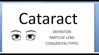 Ophthalmology 190 Cataract Define Types Morphological Congenital Parts of Lens Eye What is Opacity [upl. by Eanaj]