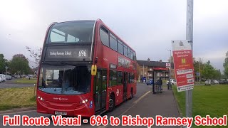 Full Route Visual  London Bus Route 696  Hayes Brne Ave to Bishop Ramsey Sch  ADE40436 YX62BXF [upl. by Llennhoj]