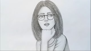 How to draw a girl step by step  Girl with Glasses [upl. by Iznek]