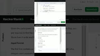 Hackerrank  List Comprehension  Python solution codingchallenge hackerranksolutions shorts [upl. by Berk350]