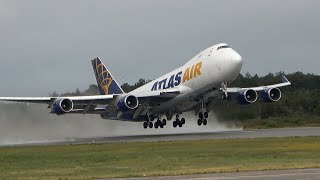 Atlas Air  Boeing 74747UF  Takeoff amp Landing [upl. by Berny]