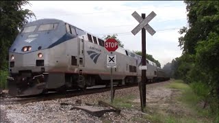 Amtrak Train Passes by Private Railway Crossing 71214 [upl. by Kudva]